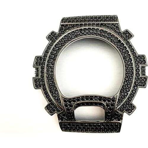 Black plating black cubic zirconia prong set micro pave DW6900 watch case