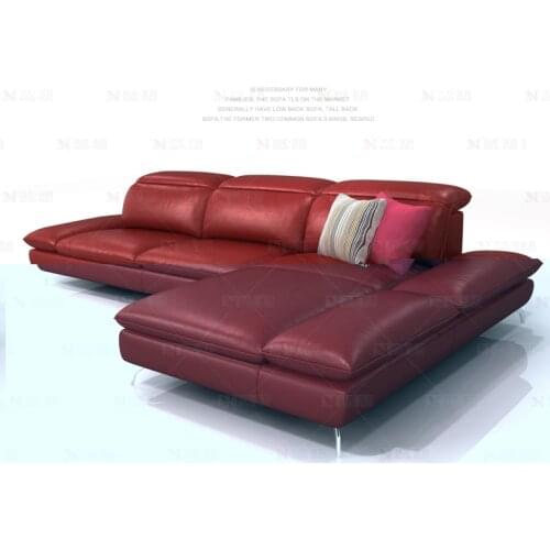 Cow genuine leather sofa sectional living room sofa corner home furniture couch L shape functional backrest and armrest modern
