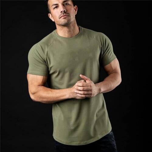 Gym Cotton T Shirt Men Fitness Workout Skinny Short Sleeve T-shirt Bodybuilding Sport Tee shirt Tops Summer Fashion Clothing