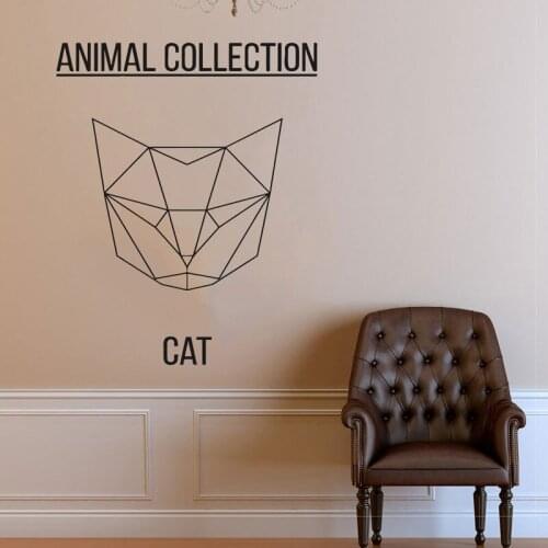 Geometric Cat Head Vinyl Decal Sticker Abstract Feline Wall Sticker, Kitty Art, Cat Meme, Animal Art, Pet Wall Decal JH05