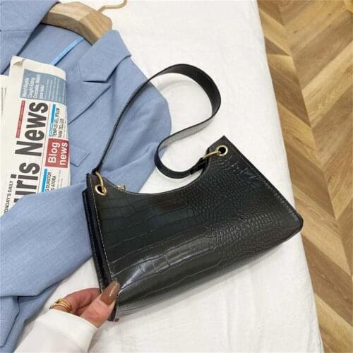 Rainbow Gradient Armpit Bag For Women Fashion PU Leather Crocodile Pattern Samll Handbag Female Zipper Shoulder Underarm Bags