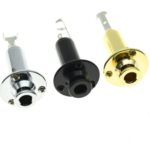KAISH 6.35mm Acoustic Electric Guitar Bass Mono Endpin Output Jack Strap Button Jack Socket Chrome/Black/Gold
