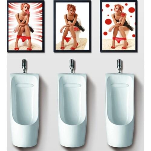 Sexy Lady Smoking Drink Canvas Paintings Fashion Toilet Girl Poster and Prints Wall Art Pictures for Bathroom Bar Decoration