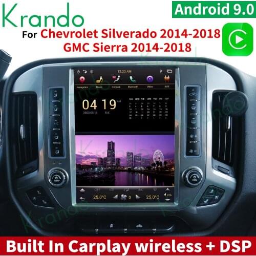 Krando Android 9.0 4G 64G 12.1" Tesla Style Vertical Car Radio For Chevrolet Silverado GMC Sierra 2014-2018 Wireless Carplay