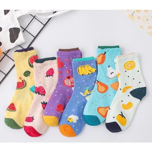 Streetwear Bubble Screw-type Fruit Funny Socks Women Autumn Winter Colorful Cute Socks Mujer with Banana Strawberry 092504