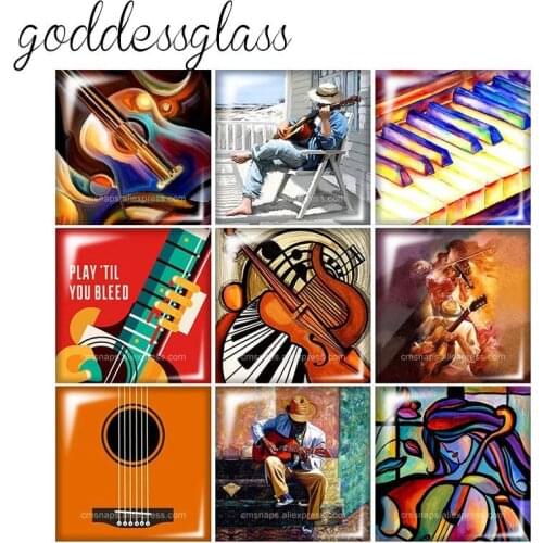 Love Music Love Guitar Musical Instruments 10pcs 12mm/20mm/25mm/30mm photo glass cabochon demo flat back Making findings