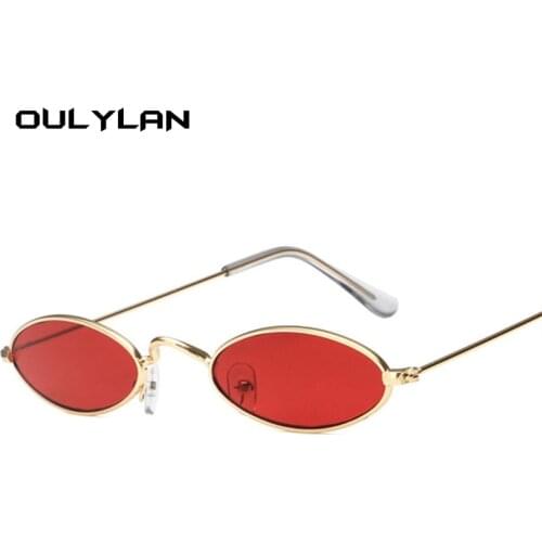 Oulylan Small Frame Black Shades Round Sunglasses Women Oval Brand Designer Vintage Fashion Pink Sun Glasses Oculos De Sol