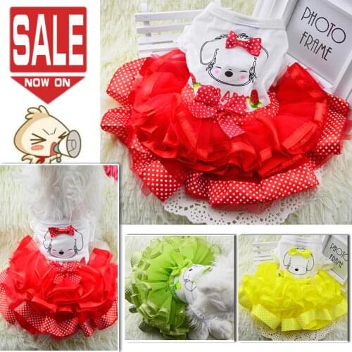 Cute Dog Dress Pet Spring Summer Dog Clothes For Small Dog Wedding Dress Skirt Puppy Clothing Chihuahua Yorkie Dog Dresses XS