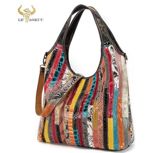 New Multi-Color Genuine Real Leather Luxury Ladies Big Shopper Purse And Handbag Shoulder bag Women Designer Female Tote bag 749