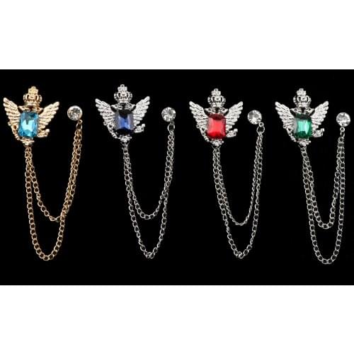 New Vintage Man Suit Tassel Brooch Large Alloy Rhinestones Retro Pins Shirt Jewelry For Wedding Dress Party Neckware Accessories