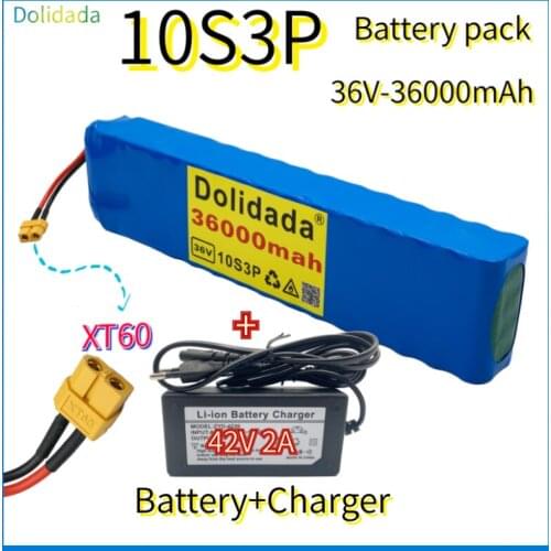 Brand new 36V 36000mAh 600W 10s3p Li-ion battery pack 20A BMS Xiaomi M365 Pro eBike Bicycle Scooter XT60 or Tplug +42v 2Acharger