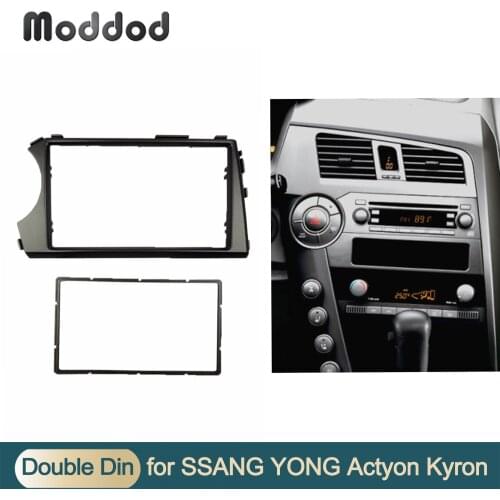 LHD 2 Din Fascia For SSANG YONG Actyon 2006-2009 Kyron Radio GPS DVD Stereo CD Panel Dash Mount AudioInstallation Trim Kit Frame