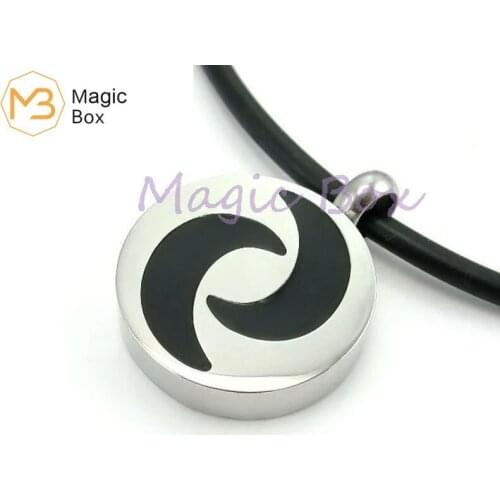 Yin Yang 316L stainless steel pendant Men and women style black enamel pendant necklace with 3.0mm 50cm rubber rope easy to mat