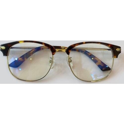 Half Metal Glasses Frames Vintage Brand Eyeglasses Frame Women Men Plain Glasses Fashion Eyewear Frame