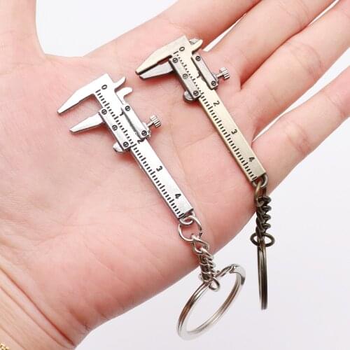 Portable 0-4cm Mini Vernier Calipers Keychain Measuring Gauging Tools Key Ring Style Simulation Model Ruler Vernier Caliper