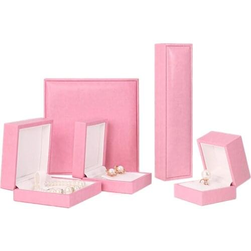 Pink PU Leather High-Quality Ring Box for Jewellery Earing Pendant Necklace Case Wedding Gift Packaging Display Organizer