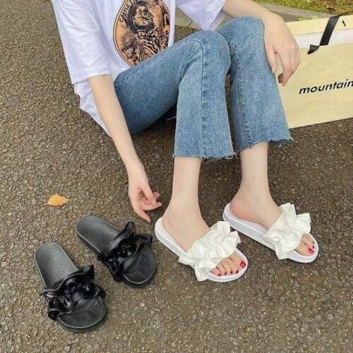 2021 Summer Fashion Women Casual Lovely Solid Ruffles Indoor And Outside Home Slippers Ladies Sandalias Sandals