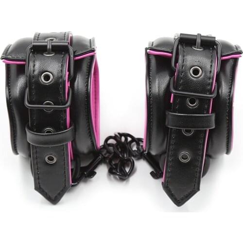 Sexy Adjustable Leather Bdsm Handcuffs For Sex Toys For Woman Iron Chain Link Bdsm Bondage Restraints Couples Games