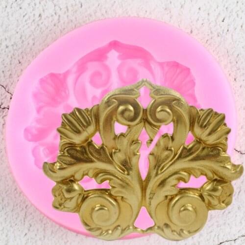 3D Baroque Scroll Relief Silicone Molds Leaves Cupcake Topper Fondant Cake Decorating Tools Candy Clay Chocolate Gumpaste Moulds