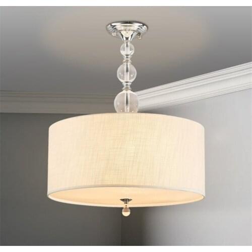 Modern Crystal Ball Cloth Pendant Lights Nordic Bedroom Living Room Study Round Acrylic Lamp Suction Tube Hanging Light Lighting