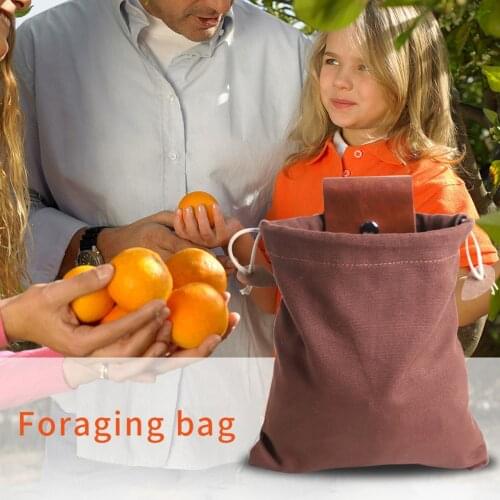 Leather and Canvas Bushcraft Bag, Canvas Foraging Pouch for Hiking, Treasures & Seashells, Easy Looping with Belts