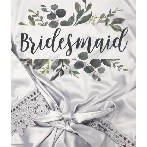 Wedding lace floral robe custom name satin Birthday party gifts personalized Team Bride Bridesmaid gift hen nigt kimono robe
