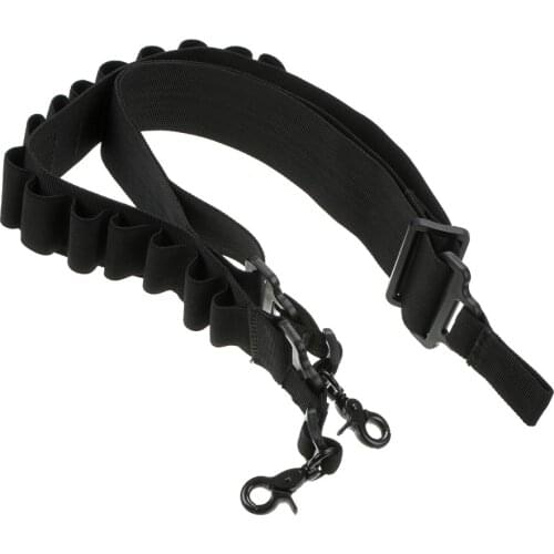 Tactical Heavy Duty Rifle 2 Point Shotgun Sling 15 Shell Ammo Holder Bandolier 12Ga 20Ga Shotgun Shell Sling