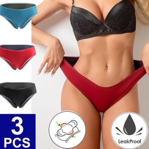 3 Pcs/Lot Period Panties Four Layers Leakproof Menstrual Panties Thong Underwear Women Tanga Bragas Menstruales Absorbentes 6XL