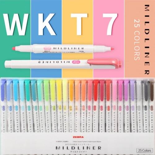ZEBRA Mildliner WKT7 Highlighter Soft Color Double Head Hand Account Marker Students Use Color Thick Outline Highlighter Set
