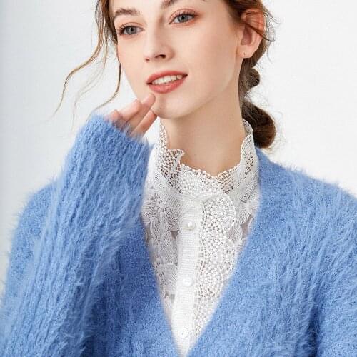 2021 Women Sweet Ruffles Stand Fake Collar Female Half-shirt Lace False Collar Girls Blouse Tops Detachable Collar Accessories