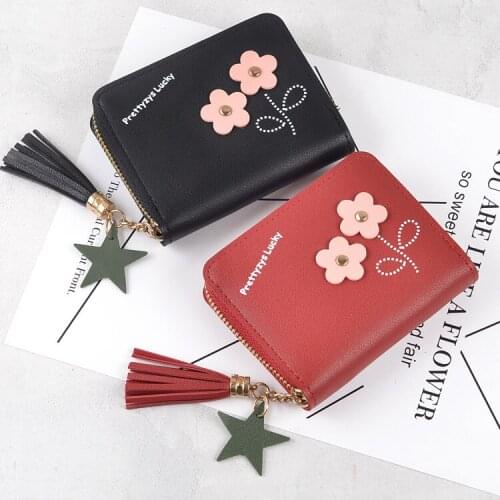 Flower Wallet Card Holder Tassel Zipper Lady Coin Purse Woman Wallets Floral Purses Pocket Bag Moneybags Mini Flap Bags Billfold