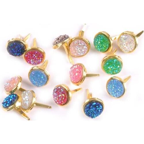 Mix Pattern Golden Brads For DIY Scrapbooking Embellishments Fastener Metal Crafts Brad Handmade Decoration 13x13mm 15Pcs c2262