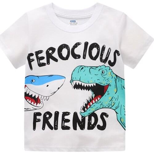 ZWF949 Cartoon Animals T-Shirts Kids Boys Girls Children Cotton Short Sleeves Summer Clothing Character Print Tee Toddler Shirts
