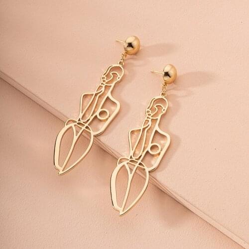 100 pair /lot jewelry fashion retro human body contour alloy texture abstract body figure anime earrings