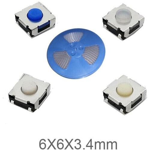 1500pcs/roller 6*6*3.4 mm Silicone Sealed Switch Waterproof Dustproof Switches Button 6x6x3.4