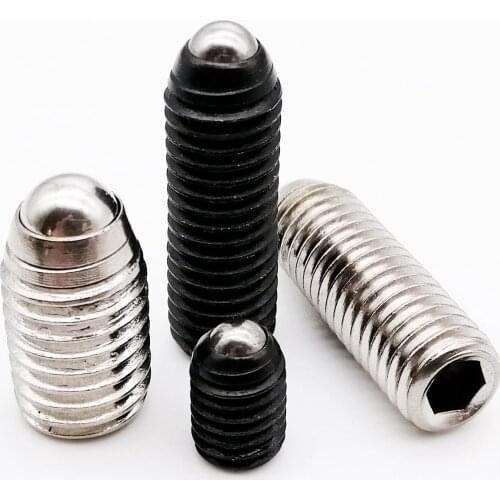 2/5/10pcs M3 M4 M5 M6 M8 M10 M12 Grade 12.9 alloy 304 stainless steel Hex Socket Spring Ball Plunger Grub Point Set Screw Bolt
