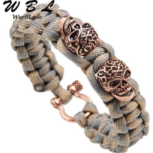 2019 Fashion Retro Personality Skull Copper Accessories Mens Domineering Popular Bracelet Jewelry Umbrella Core Rope Bracelet