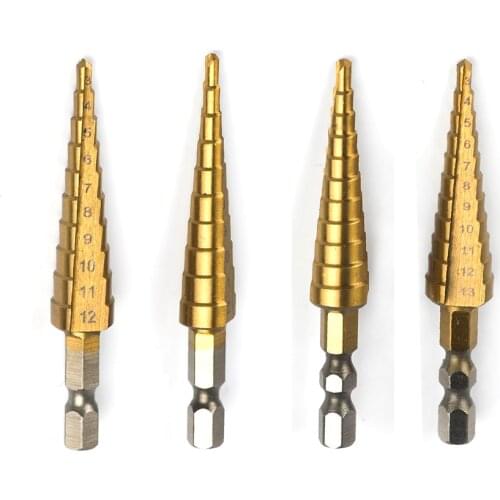 3-12mm 3-13mm Hex Step Drill Bit Steel Titanium Hex Shank Step Drills Metal Drill Bit Cutter Woodworking Tools Angle Grinder Bit