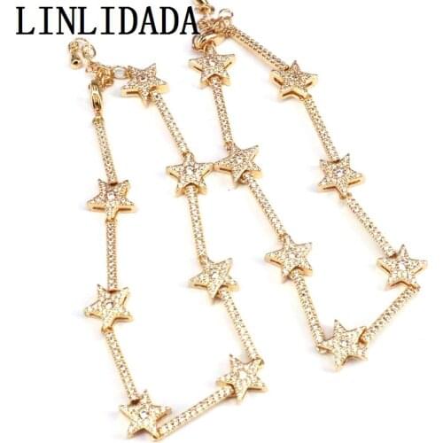 3Pcs, Trendy Zirconia Cz Stars Chain Bracelet for Women Hand Gold color Stars Charm Bracelets Delicate CZ bracelet