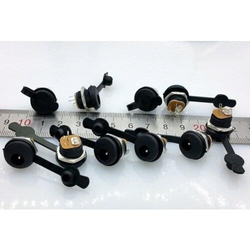 3pin 5.5x2.1mm DC power supply socket DC Female Panel Mount Connector inside nut with waterproof cap 10pcs/lot