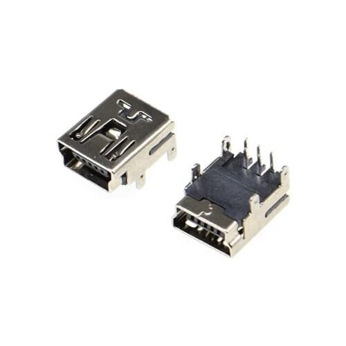50PCS mini usb female Socket connector 5P 5PIN 90 Degree 4Legs DIP for Mobile tail plug