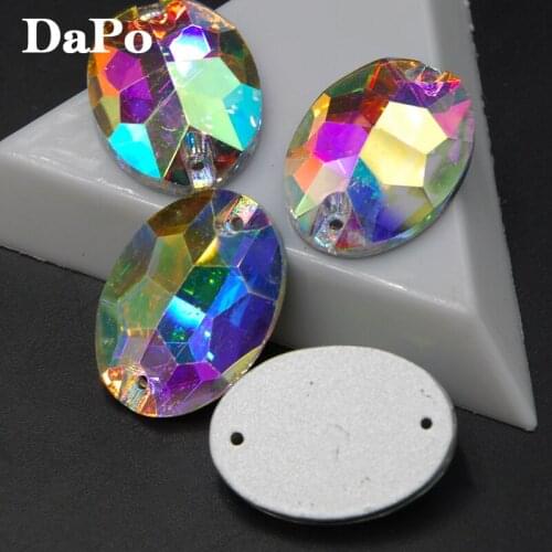 7x10,10x14,11x16,13x18,17x24mm Clear Crystal AB Color Oval Sew On Rhinestones Glass Crystal Flatback 2 Holes SF0454-SF0458
