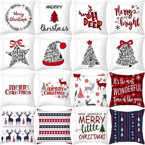 Merry Christmas Decorations for Home Santa Claus Snowflake Tree Cushion Cover 2020 Christmas Ornaments Gifts New Year 2021