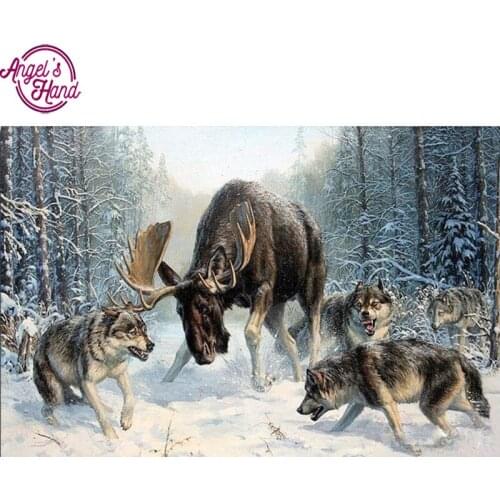 3D DIY Diamond Painting wolfs and deer 100% full square drill Cross Stitch Embroidery rhinestones Home Decoration
