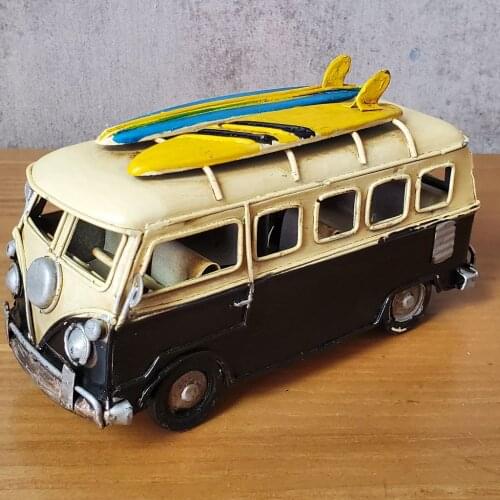Car-Model-Toys Gifts Tour Surfboard Bus Vintage Ironwork Tin Retro Crafts Handmade Handicraft Decorations Modelcar