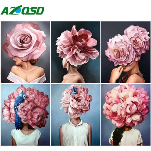 AZQSD Paint By Numbers For Adults Girl Flower Draw By Number On Canvas Hand Paint Kit Canvas Diy Gift Acrylic Oil Painting