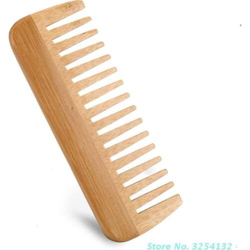 Bamboo Wide Tooth Comb Hair Brushes Detangling Combs Anti-Static Curly Hair for Women Men Smoothing Massaging Home Salon Use