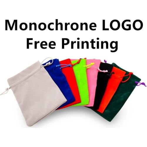 Monochrome LOGO FREE Printing 1000PCS/LOT Velet Pouches Jewelry Bags With Drawstring Gift Packaging Bag for Party Gift