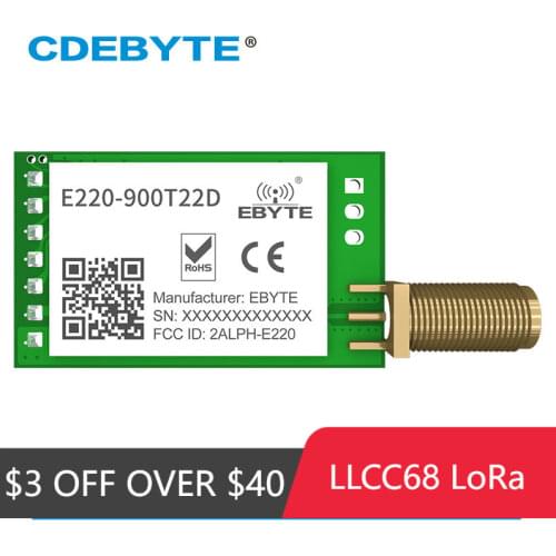 LoRa 868MHz 915MHz LLCC68 Wireless Module 22dBm Long Range 5km CDEBYTE E220-900T22D SMA-K UART RSSI Transmitter Receiver DIP