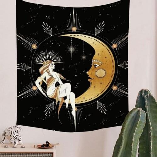 Bohemian Moon and Flowers Tapestry Ins Ethnic Style Home Background Wall Hanging Cloth Decoration Tapestry Blanket Cover Towel